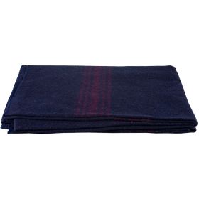 RED-STRIPED NAVY WOOL BLANKET