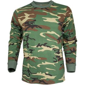 MENS LONG SLEEVE T-SHIRT WOODLAND CAMO (Option: 2Xl)