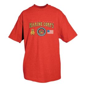 USMC W/LOGOS T-SHIRT RED (Option: S)