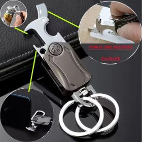 Anxiety Relief Spinning Keychain - USB Rechargeable LED Top + Emergency Tools in Compact Design (Items: 1PC With Knife spinning top keychain)