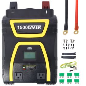 1500 Watts Power Inverter Modified Sine Wave Car LED Display , Portable AC Power Emergencies, Job Sites, Trucks Boats Off Grid RV Camping (Color: AS PIC)