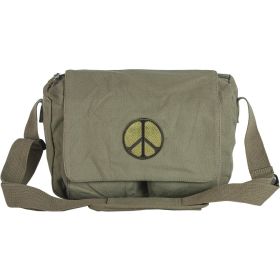 RETRO DEPARTURE SHOULDER BAG W/PEACE EMBLEM (Option: Olive Dr)