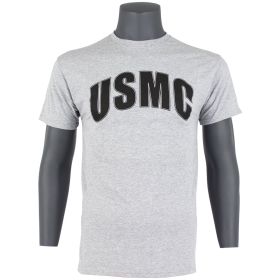 USMC T-SHIRT, GREY/BLK IMPRINT (Option: S)