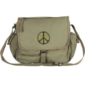 RETRO MESSENGER BAG W/PLAIN FLAP (Option: Khaki)