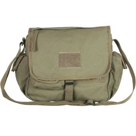 RETRO MESSENGER BAG W/PLAIN FLAP (Option: Olive Drab)
